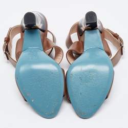 Pre Owned Fendi  Brown Leather Ankle Strap Sandals Size 41
