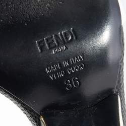 Pre Owned Fendi Multicolor Leather and Lizard Embossed Leather Fantasia Studded Ankle Strap Sandals Size 36