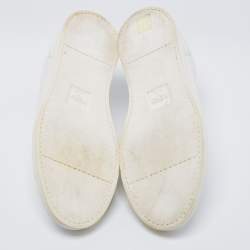 Pre Owned Fendi White/Blue Leather And Fabric Bag Bugs Appliqué Low Top Sneakers Size 41