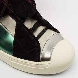 Pre Owned Fendi Multicolor Suede And Leather Karlito High Top Sneakers Size 40