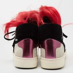 Pre Owned Fendi Multicolor Suede And Leather Karlito High Top Sneakers Size 40