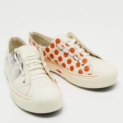 Pre Owned Fendi White Leather and Rubber Lace up Sneakers Size 39