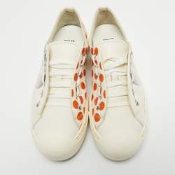 Pre Owned Fendi White Leather and Rubber Lace up Sneakers Size 39