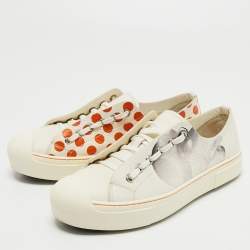Pre Owned Fendi White Leather and Rubber Lace up Sneakers Size 39