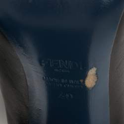 Pre Owned Fendi Black/Olive Green Wave Leather Block Heel Peep Toe Pumps Size 40