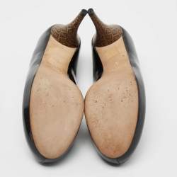 Pre Owned Fendi Black Patent Leather Platform FF Superstar Pump Size 38