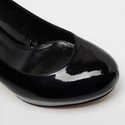 Pre Owned Fendi Black Patent Leather Platform FF Superstar Pump Size 38