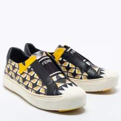 Pre Owned Fendi Multicolor Leather Slip on  Sneakers Size 38