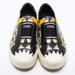 Pre Owned Fendi Multicolor Leather Slip on  Sneakers Size 38