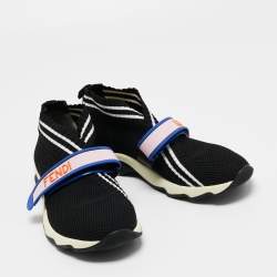 Pre Owned Fendi Black/White FF Rockoko Slip On Sneakers Size 39