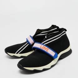 Pre Owned Fendi Black/White FF Rockoko Slip On Sneakers Size 39