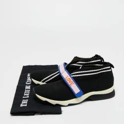 Pre Owned Fendi Black/White FF Rockoko Slip On Sneakers Size 39