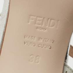 مملوكة مسبقًا Fendi Grey Leather Chameleon T-Strap Sandals Size 38