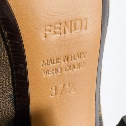 Pre Owned Fendi Brown/Black Zucca Canvas and Patent Leather Square Toe Pumps Size 37.5