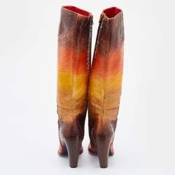Pre Owned Fendi Multicolor Python Over The Knee Boots Size 38