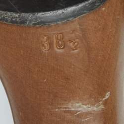 Pre Owned Fendi Brown/Red Zucca Canvas and Leather Platform Slide Sandals Size 38.5