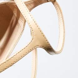 Pre Owned Fendi Beige Leather Strappy Pumps Size 37