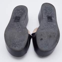 Pre Owned Fendi Black Leather F Logo Platform Sandals Size 38