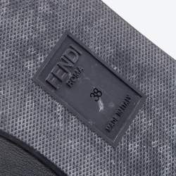Pre Owned Fendi Black Leather F Logo Platform Sandals Size 38