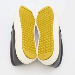 Pre Owned Fendi Black Leather Fflynn Shearling Fur Slip On Sneakers Size 39