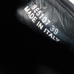 Pre Owned Fendi Black Leather Fflynn Shearling Fur Slip On Sneakers Size 39