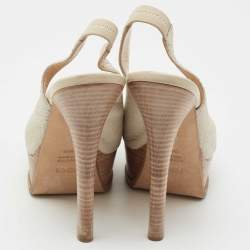 Pre Owned Fendi Light Grey Python Embossed Leather Fendista Bow Slingback Pumps Size 38.5