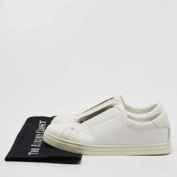Pre Owned Fendi White Leather Knitted Logo Rockoclick Low Top Sneakers Size 38