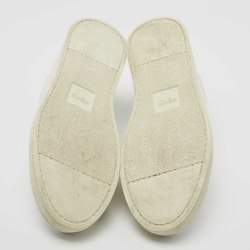 Pre Owned Fendi White Leather Knitted Logo Rockoclick Low Top Sneakers Size 38