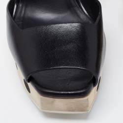 Pre Owned Fendi Black Leather Platform Ankle Strap Sandals Size 39