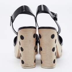 Pre Owned Fendi Black Leather Platform Ankle Strap Sandals Size 39