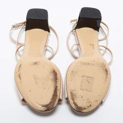 Pre Owned Fendi Nude Pink Patent Leather Ankle Strap Sandals Size 38