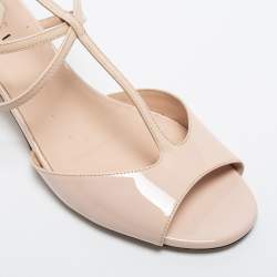 Pre Owned Fendi Nude Pink Patent Leather Ankle Strap Sandals Size 38