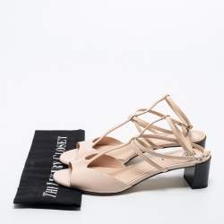 Pre Owned Fendi Nude Pink Patent Leather Ankle Strap Sandals Size 38