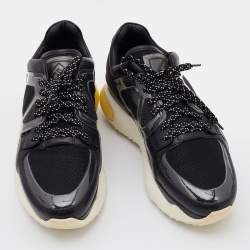 Pre Owned Fendi Black Mesh and Leather Fancy Sneakers Size 38
