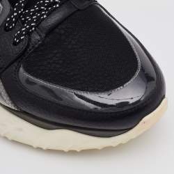 Pre Owned Fendi Black Mesh and Leather Fancy Sneakers Size 38