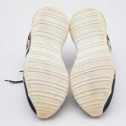 Pre Owned Fendi Black Mesh and Leather Fancy Sneakers Size 38