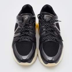 Pre Owned Fendi Black Mesh and Leather Fancy Sneakers Size 38
