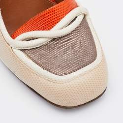 Pre Owned Fendi Multicolor Lizard Embossed Leather Loafer Pumps Size 38.5