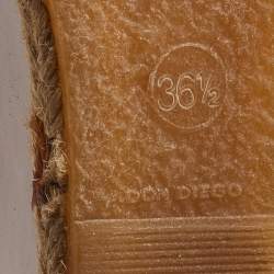 Pre Owned Fendi Beige Patent Leather and Stretch Band Strappy Wedge Sandals Size 36.5