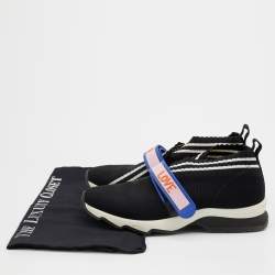Pre Owned Fendi Black Knit Fabric Rockoko Low Top Sneakers Size 36