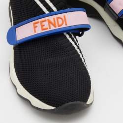 Pre Owned Fendi Black Knit Fabric Rockoko Low Top Sneakers Size 36