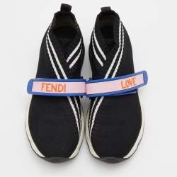 Pre Owned Fendi Black Knit Fabric Rockoko Low Top Sneakers Size 36