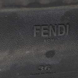 Pre Owned Fendi Black Knit Fabric Rockoko Low Top Sneakers Size 36