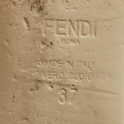 Pre Owned Fendi Dark Green Leather and Fabric Bow Pointed Toe Ballet Flats Size 37