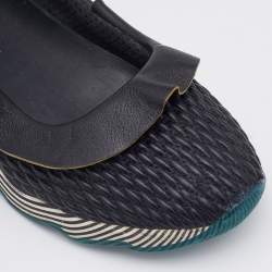 Pre Owned Fendi Black Leather Ruffle Slip On Sneakers Size 39.5