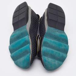 Pre Owned Fendi Black Leather Ruffle Slip On Sneakers Size 39.5