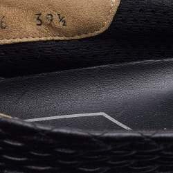 Pre Owned Fendi Black Leather Ruffle Slip On Sneakers Size 39.5