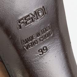 Pre Owned Fendi Brown Leather and Elastic Fendista Criss Cross Platform Booties Size 39
