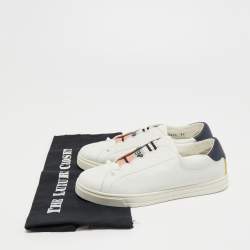 Pre Owned Fendi White Leather Knitted Logo Rockoclick Low Top Sneakers Size 36
