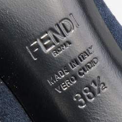 Pre Owned Fendi Navy Blue Suede and Leather Pointed Toe Pumps Size 38.5